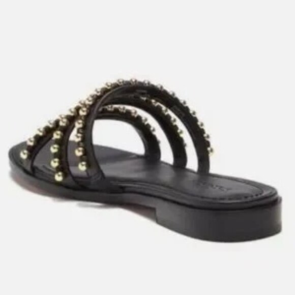 Coach Black Isa Leather Studded Slide Sandals SZ 6.5 - Picture 7 of 7